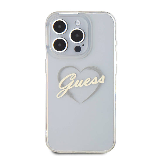 Ovitek za Apple iPhone 16 Pro, Guess, IML Heart, Prozoren