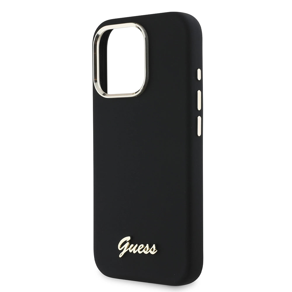 Ovitek za Apple iPhone 16 Pro, Guess, Script Metal Logo & Frame, črn