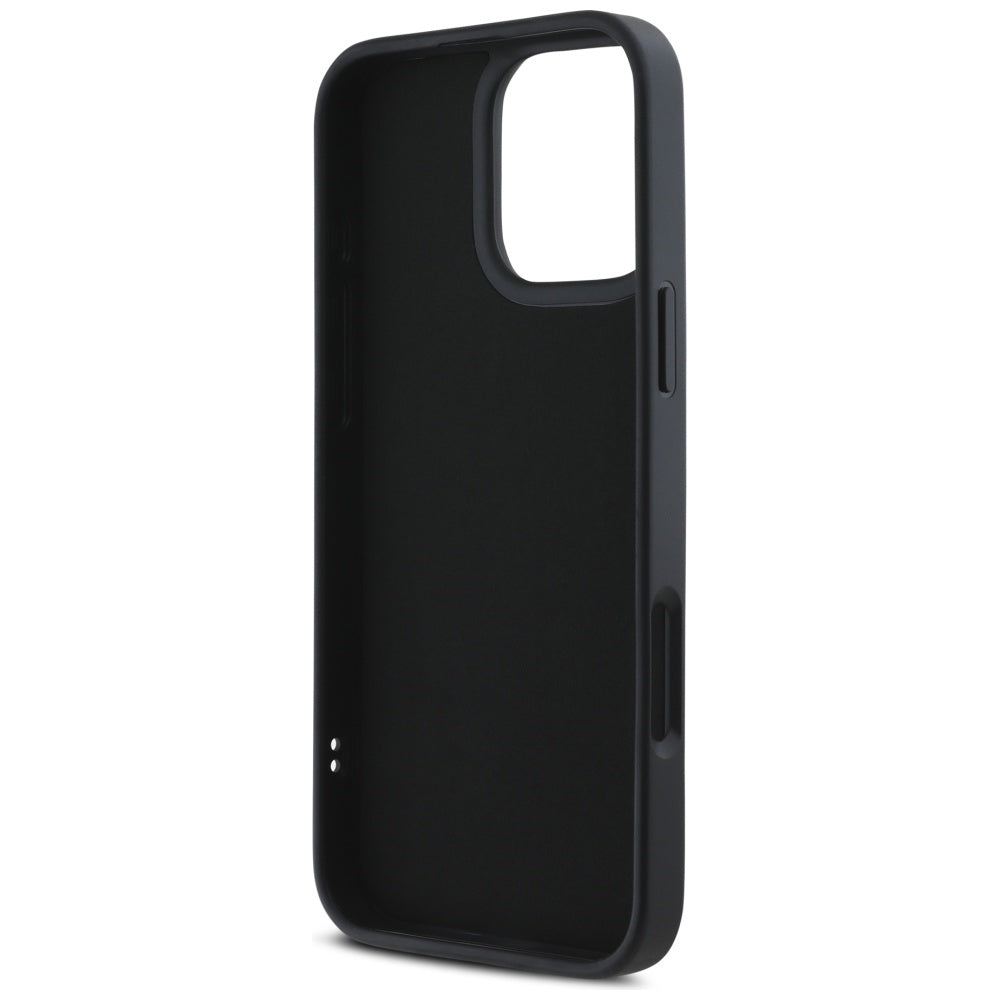 Ovitek za Apple iPhone 16 Pro, Karl Lagerfeld, 3D Rubber Elongated Gliiter Logo, črn