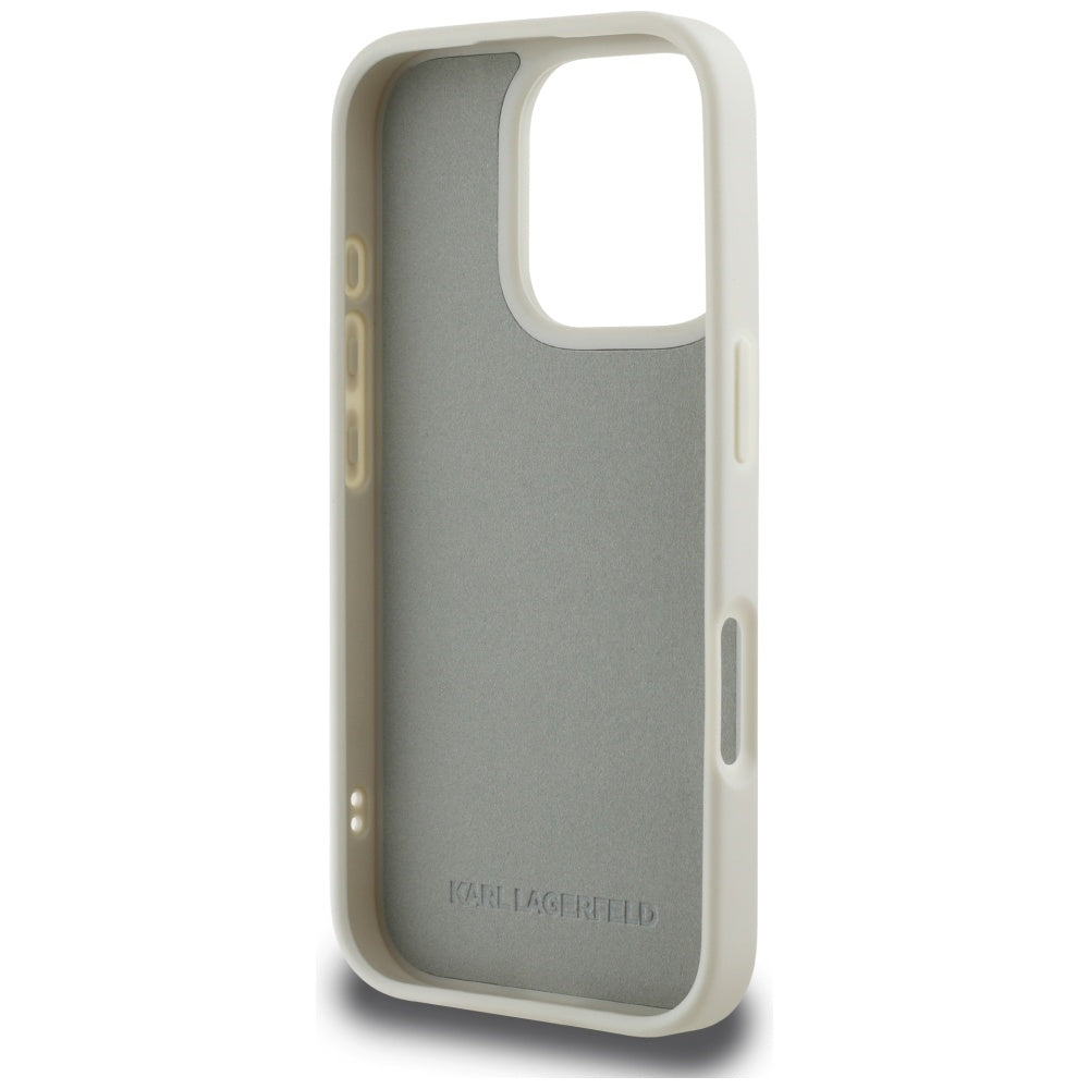 Ovitek za Apple iPhone 16 Pro, Karl Lagerfeld, 3D Rubber Karl & Choupette, Bež