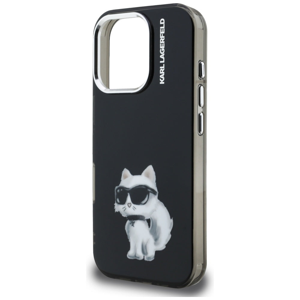Ovitek za Apple iPhone 16 Pro, Karl Lagerfeld, IML Aquarelle Logo Choupette, Črna