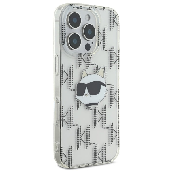 Ovitek za Apple iPhone 16 Pro, Karl Lagerfeld, IML Luxury Electroplated Choupette's Head, Prozoren