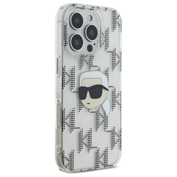 Ovitek za Apple iPhone 16 Pro, Karl Lagerfeld, IML Luxury Electroplated Karl's Head, Prozoren