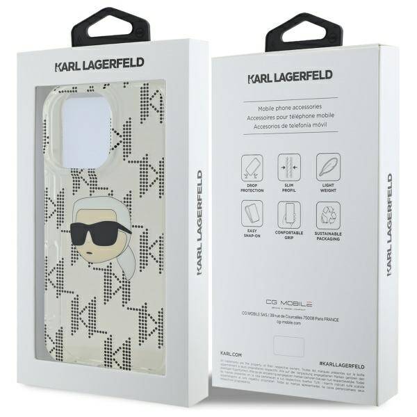 Ovitek za Apple iPhone 16 Pro, Karl Lagerfeld, IML Luxury Electroplated Karl's Head, Prozoren