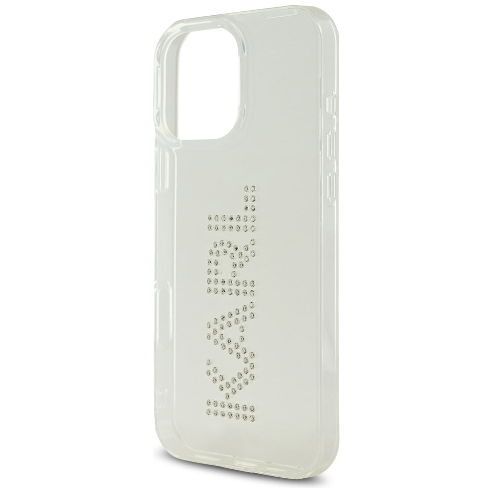 Ovitek za Apple iPhone 16 Pro, Karl Lagerfeld, IML Rhinestones Transparent Logo, Prozoren