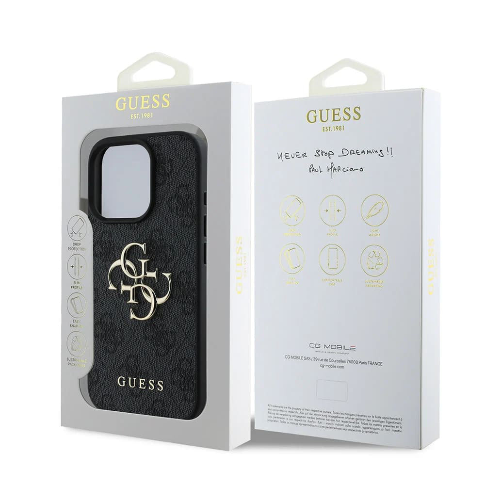 Ovitek za Apple iPhone 16 Pro Max, Guess, 4G Big Logo, črn