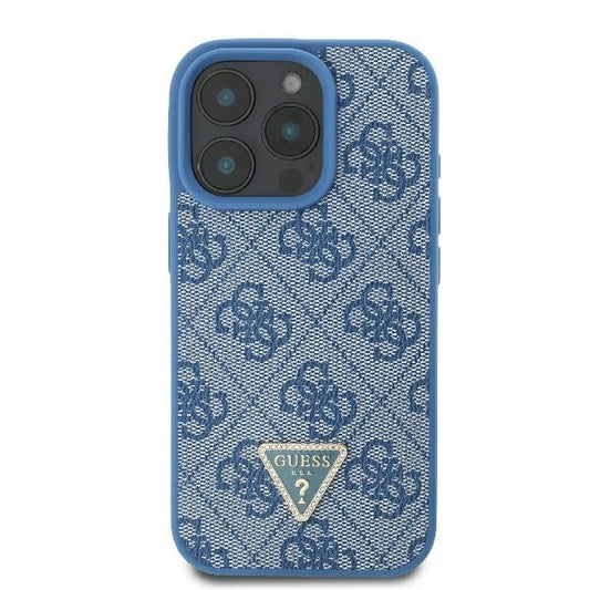 Ovitek za Apple iPhone 16 Pro Max, Guess, Crossbody 4G Triangle Strass, Modra