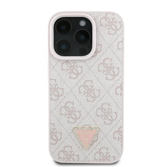 Ovitek za Apple iPhone 16 Pro Max, Guess, Crossbody 4G Triangle Strass, Roza