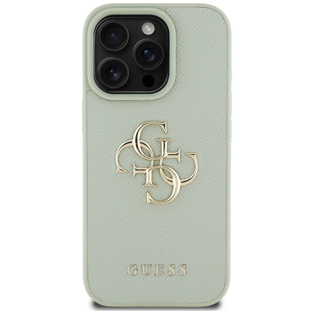 Case for Apple iPhone 16 Pro Max, Guess, Grained Big 4G Logo Small Classic Logo, Green