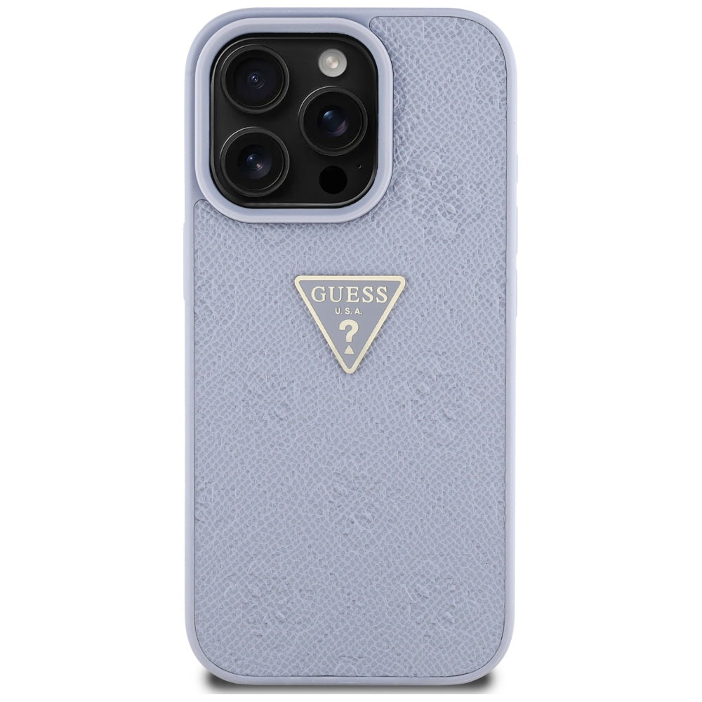 Ovitek za Apple iPhone 16 Pro Max, Guess, Hot Stamp 4G Pattern Triangle Logo, Svetlo vijolična.