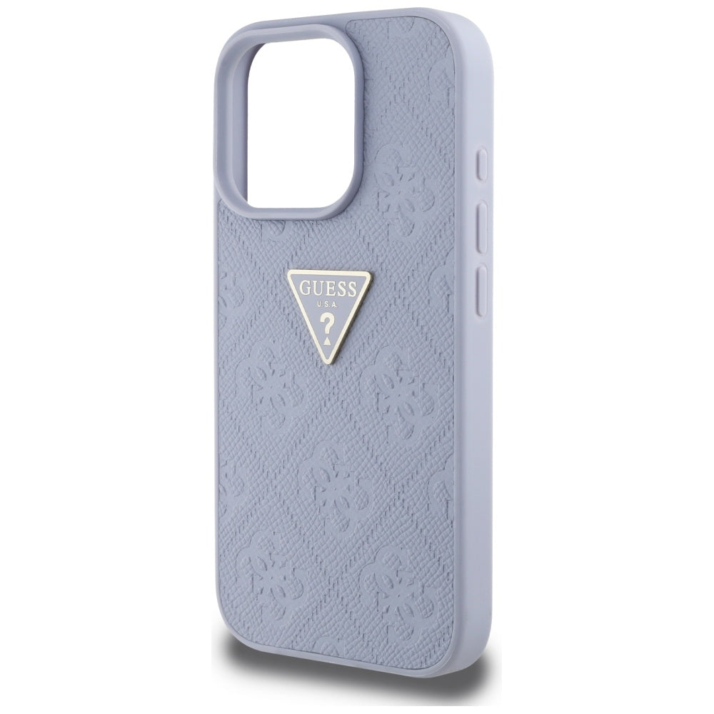 Ovitek za Apple iPhone 16 Pro Max, Guess, Hot Stamp 4G Pattern Triangle Logo, Svetlo vijolična.
