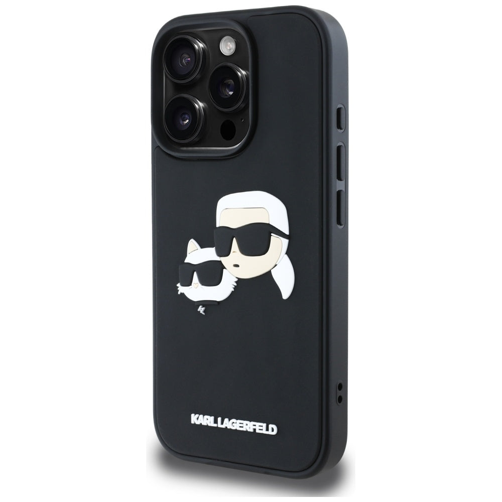 Ovitek za Apple iPhone 16 Pro Max, Karl Lagerfeld, 3D Rubber Karl & Choupette, Črna