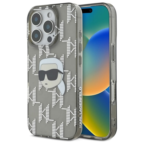 Ovitek za Apple iPhone 16 Pro Max, Karl Lagerfeld, IML Luxury Electroplated Karl's Head, črn