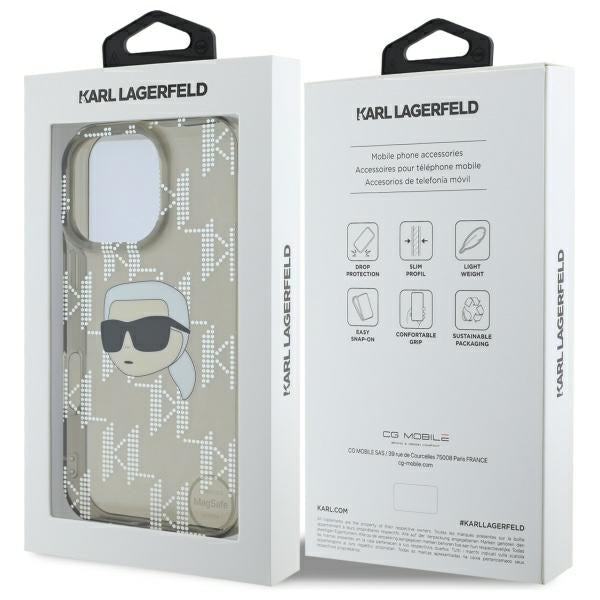 Ovitek za Apple iPhone 16 Pro Max, Karl Lagerfeld, IML Luxury Electroplated Karl's Head, črn