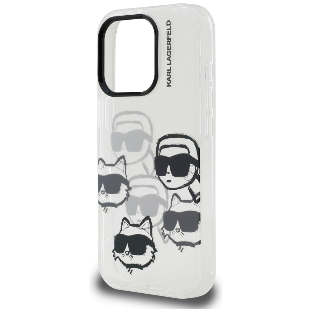 Ovitek za Apple iPhone 16 Pro Max, Karl Lagerfeld, IML luksuzni vzorec z več glavam, prozoren