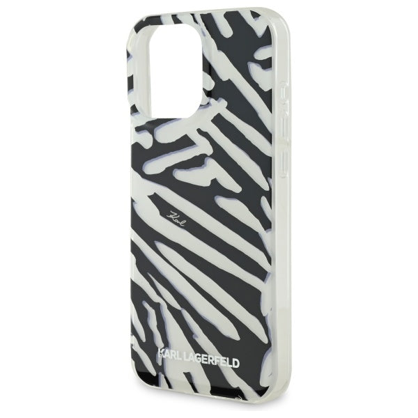 Ovitek za Apple iPhone 16 Pro Max, Karl Lagerfeld, IML Luxury Zebra Pattern with Strap, Črna