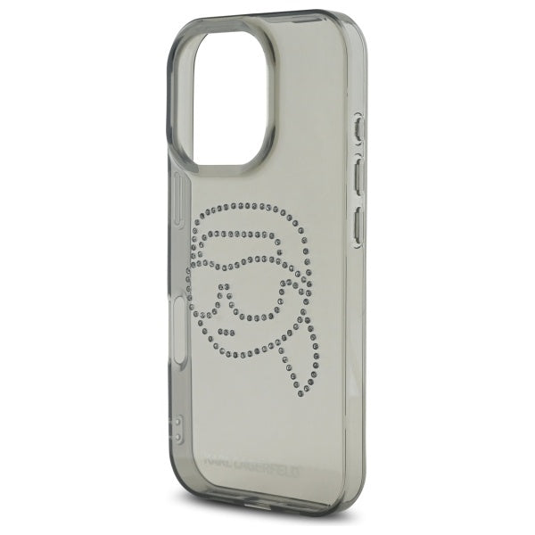 Ovitek za Apple iPhone 16 Pro Max, Karl Lagerfeld, IML Rhinestones Karl's Head, črn