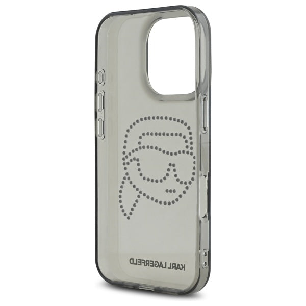 Ovitek za Apple iPhone 16 Pro Max, Karl Lagerfeld, IML Rhinestones Karl's Head, črn