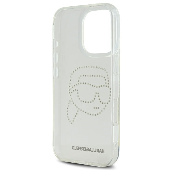 Ovitek za Apple iPhone 16 Pro Max, Karl Lagerfeld, IML Rhinestones Karl's Head, Prozoren