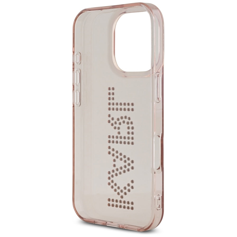 Ovitek za Apple iPhone 16 Pro Max, Karl Lagerfeld, IML Rhinestones Pink Logo, Roza