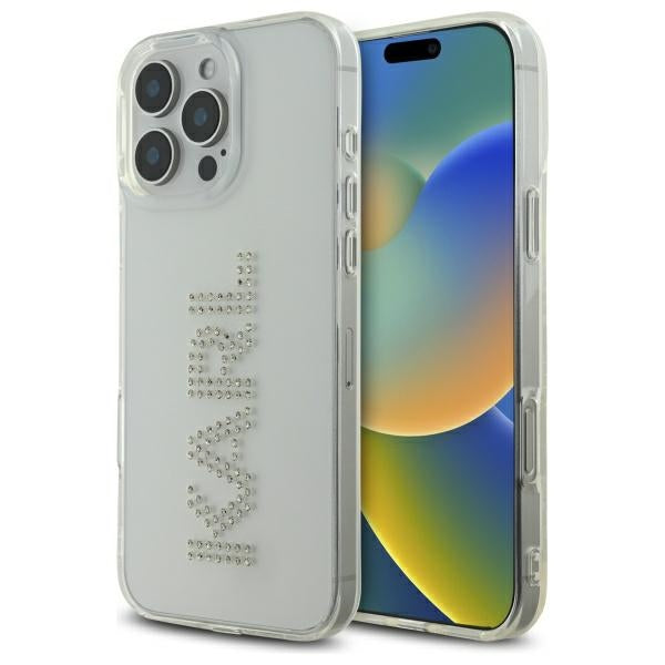 Ovitek za Apple iPhone 16 Pro Max, Karl Lagerfeld, IML Rhinestones Transparent Logo, Prozoren