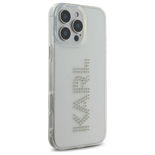 Ovitek za Apple iPhone 16 Pro Max, Karl Lagerfeld, IML Rhinestones Transparent Logo, Prozoren