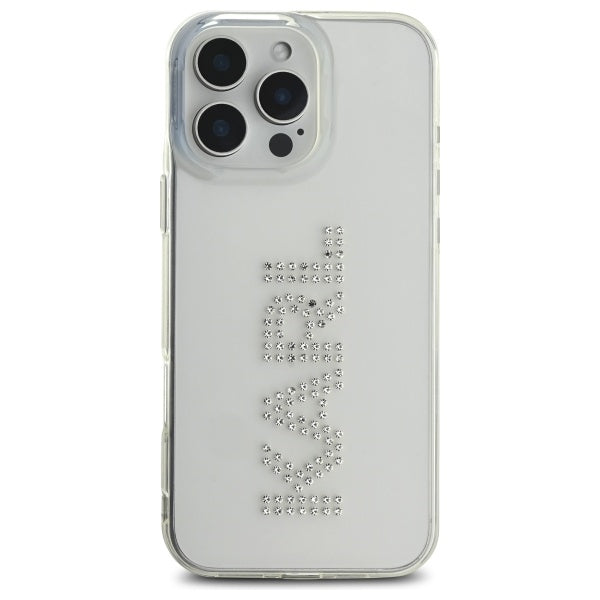 Ovitek za Apple iPhone 16 Pro Max, Karl Lagerfeld, IML Rhinestones Transparent Logo, Prozoren
