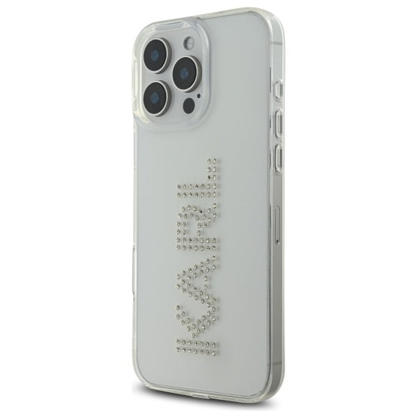 Ovitek za Apple iPhone 16 Pro Max, Karl Lagerfeld, IML Rhinestones Transparent Logo, Prozoren