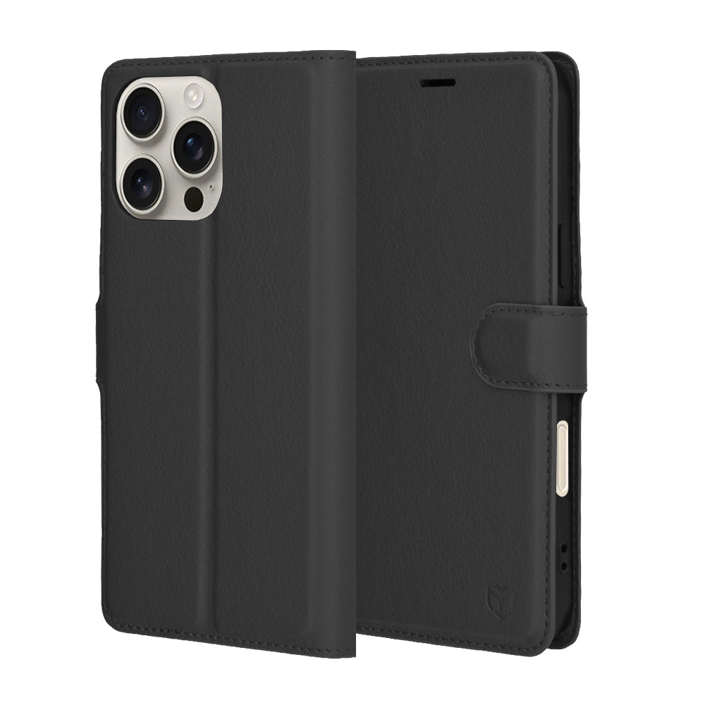 Ovitek za Apple iPhone 16 Pro Max, Techsuit, Leather Folio, Črna