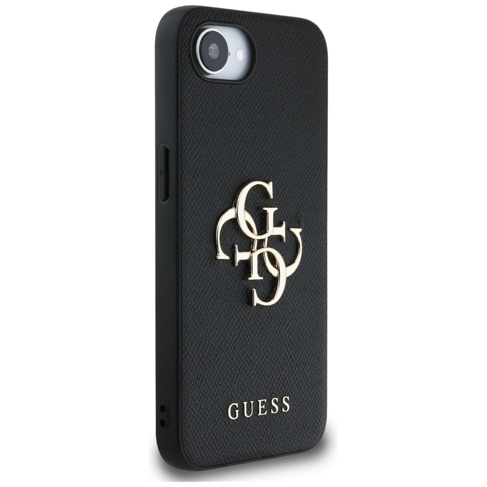 Ovitek za Apple iPhone 17e / 16e, Guess, 4G Grained Big and Classic Logo, črn