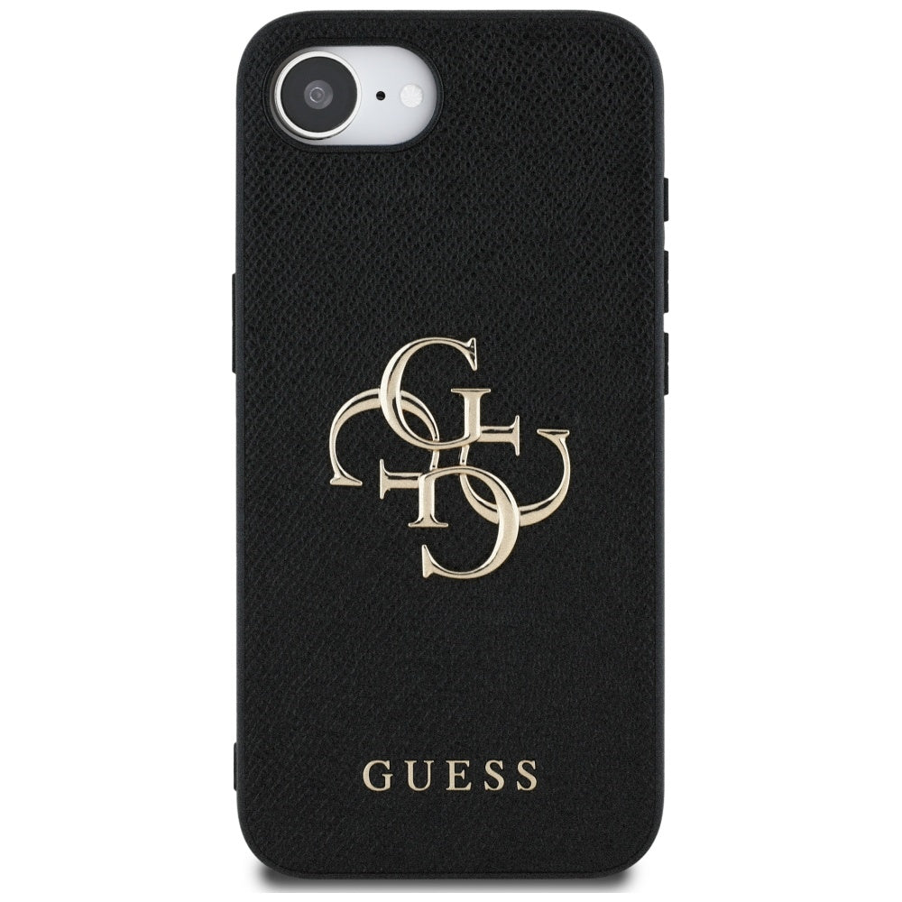 Ovitek za Apple iPhone 17e / 16e, Guess, 4G Grained Big and Classic Logo, črn