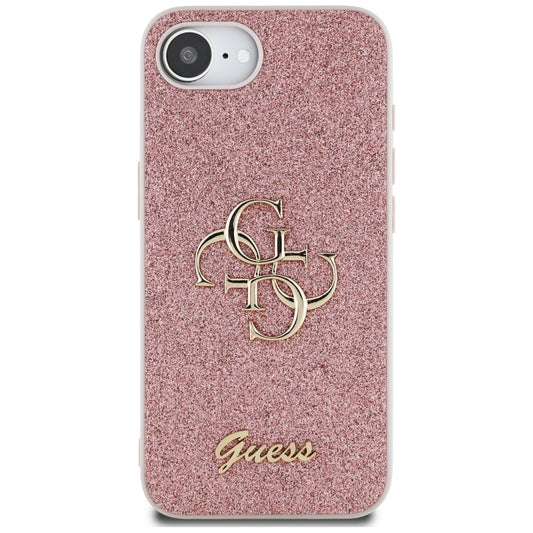 Ovitek za Apple iPhone 16e, Guess, Fixed Glitter Big 4G, Roza