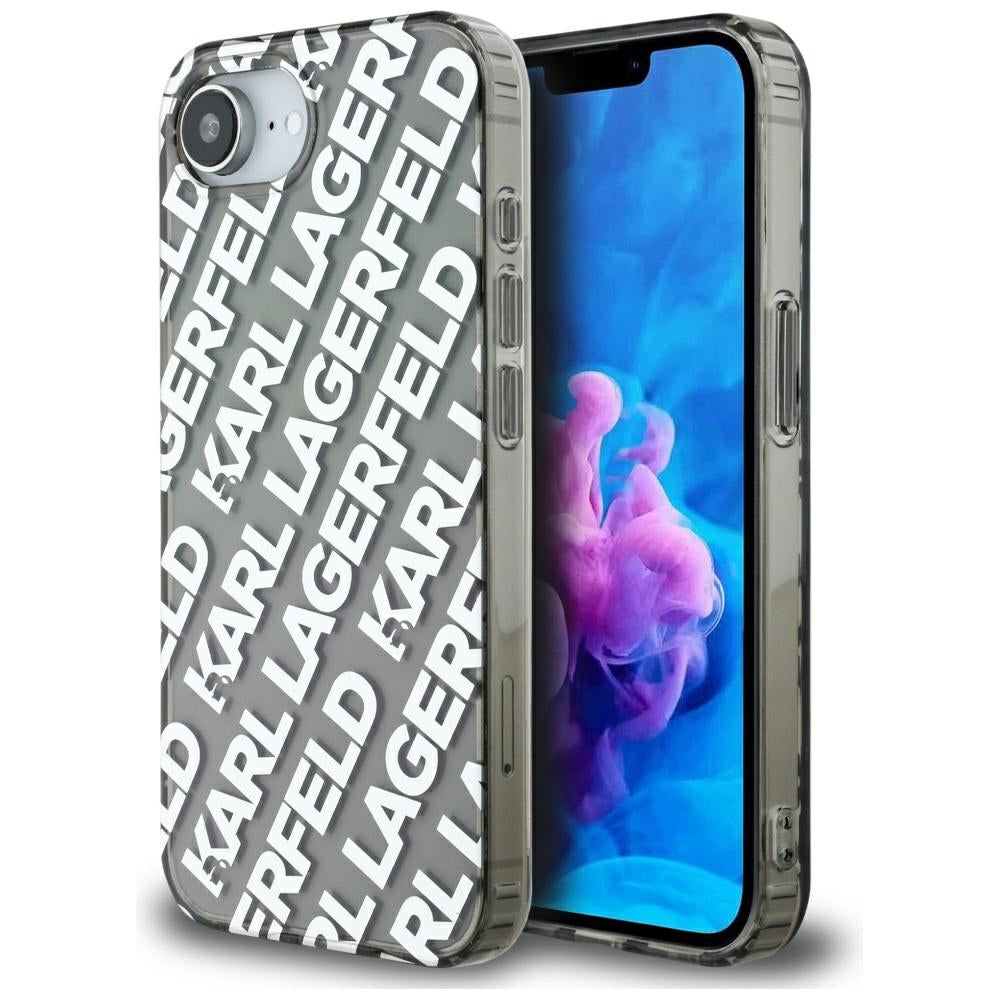 Ovitek za Apple iPhone 17e / 16e, Karl Lagerfeld, IML Luxury Silver Fullover Logo, Srebrn