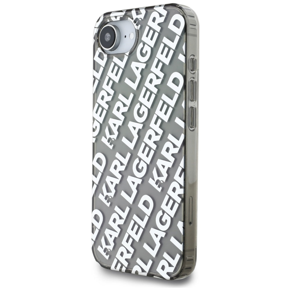Ovitek za Apple iPhone 17e / 16e, Karl Lagerfeld, IML Luxury Silver Fullover Logo, Srebrn