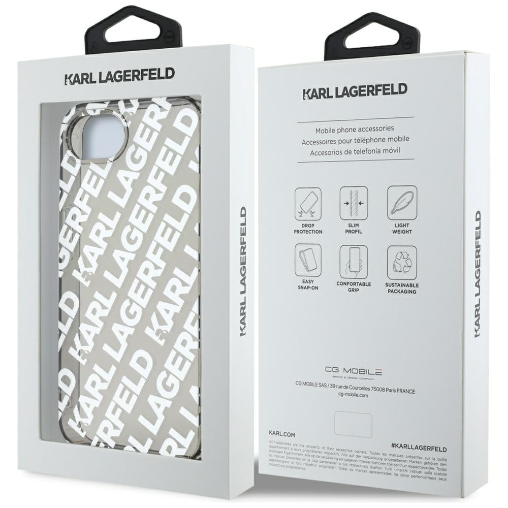 Ovitek za Apple iPhone 17e / 16e, Karl Lagerfeld, IML Luxury Silver Fullover Logo, Srebrn