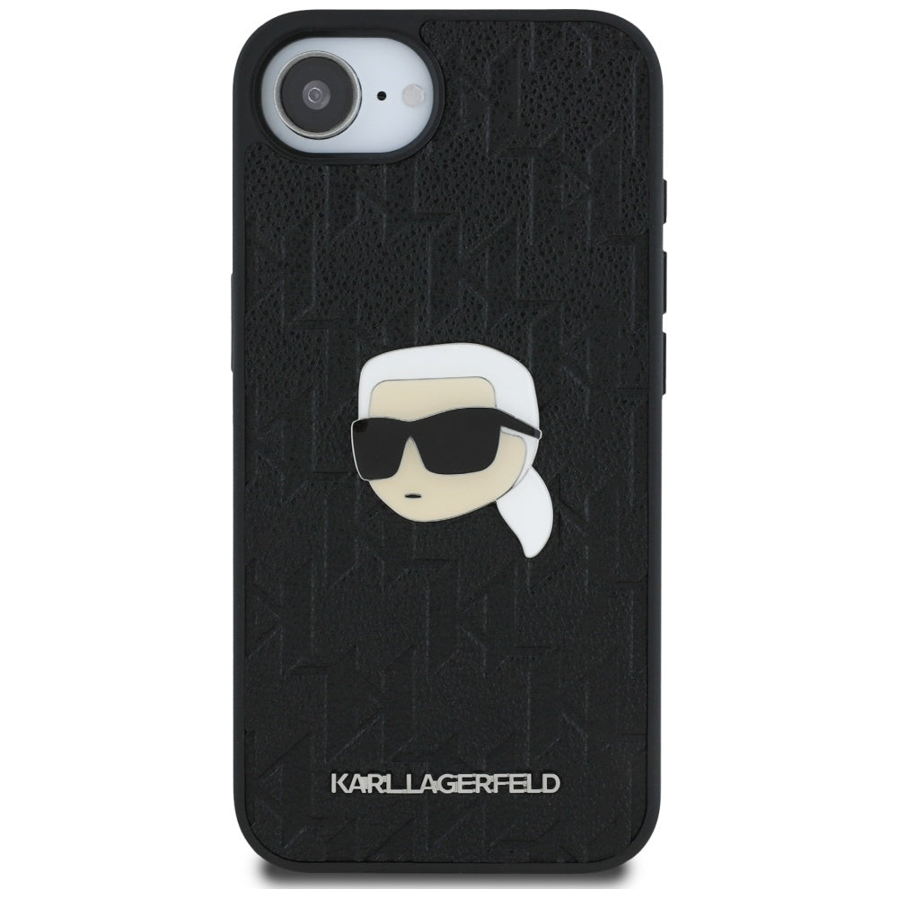 Ovitek za Apple iPhone 17e / 16e, Karl Lagerfeld, Monogram Karl's Head, Črna