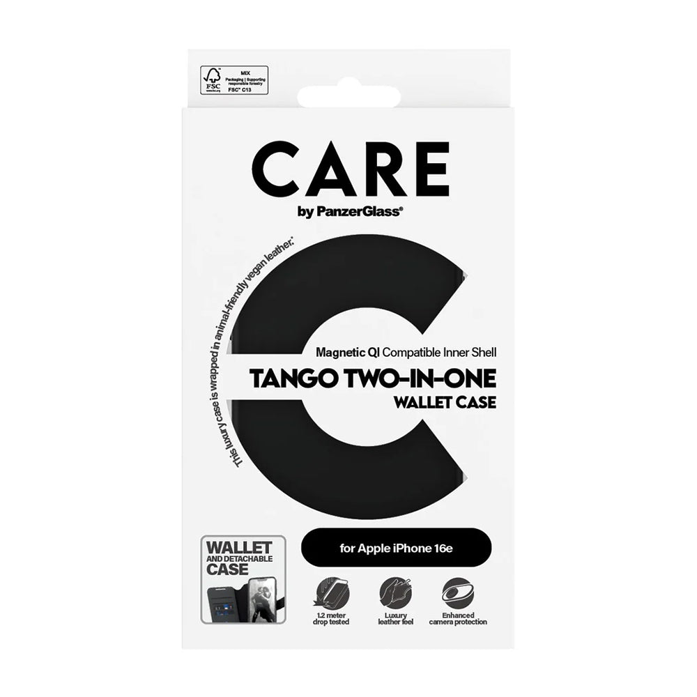 Ovitek za Apple iPhone 17e / 16e, PanzerGlass, Care Feature Tango Two-in-One, Črn