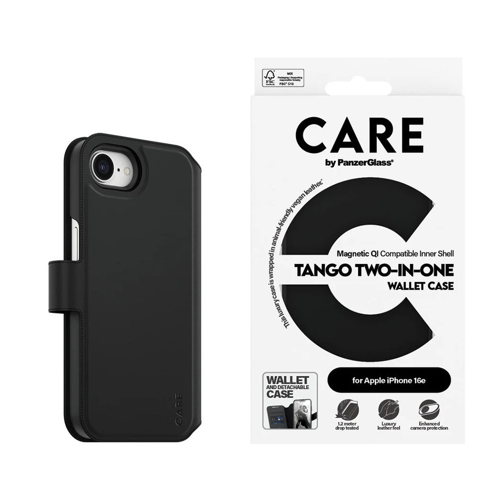 Ovitek za Apple iPhone 17e / 16e, PanzerGlass, Care Feature Tango Two-in-One, Črn