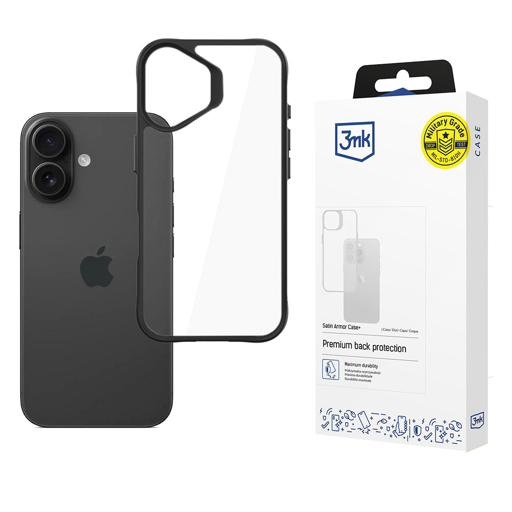 Ovitek za Apple iPhone 17, 3MK, Satin Armor Case+, Črn