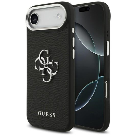 Ovitek za Apple iPhone 17 Air, Guess, 4G Grained Big and Classic Logo, Črno Srebrn