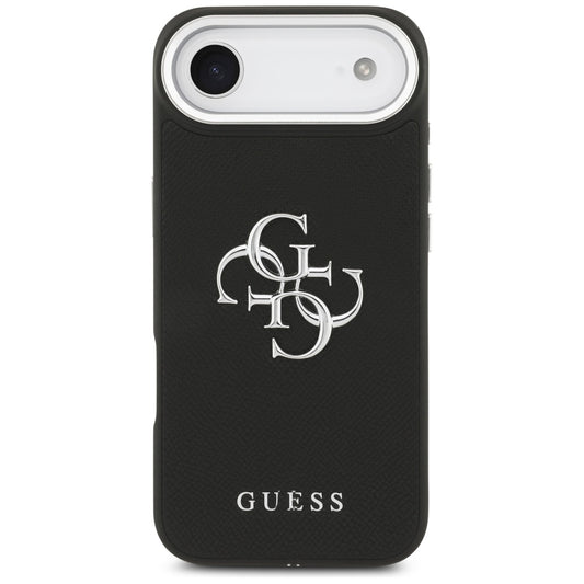 Ovitek za Apple iPhone 17 Air, Guess, 4G Grained Big and Classic Logo, Črno Srebrn