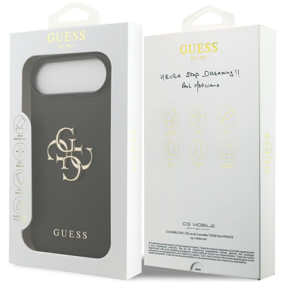 Ovitek za Apple iPhone 17 Air, Guess, 4G Grained Big and Classic Logo, črn
