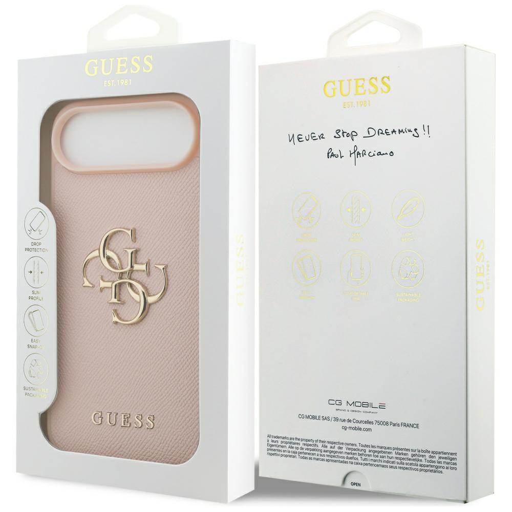 Ovitek za Apple iPhone 17 Air, Guess, 4G Grained Big and Classic Logo, Roza