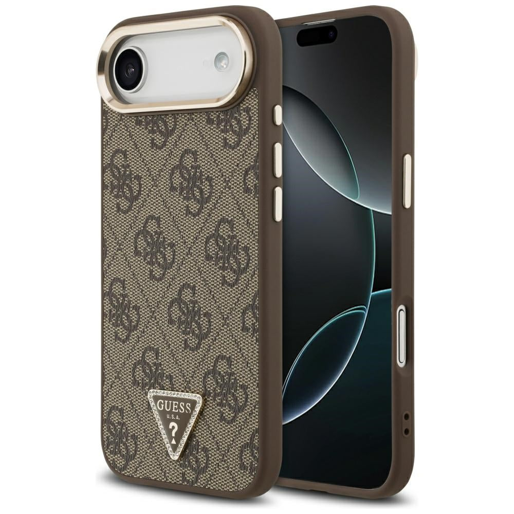 Ovitek za Apple iPhone 17 Air, Guess, 4G Triangle Logo, Zlato rjava