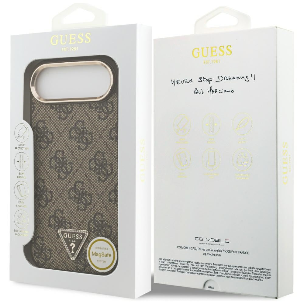 Ovitek za Apple iPhone 17 Air, Guess, 4G Triangle Logo, Zlato rjava