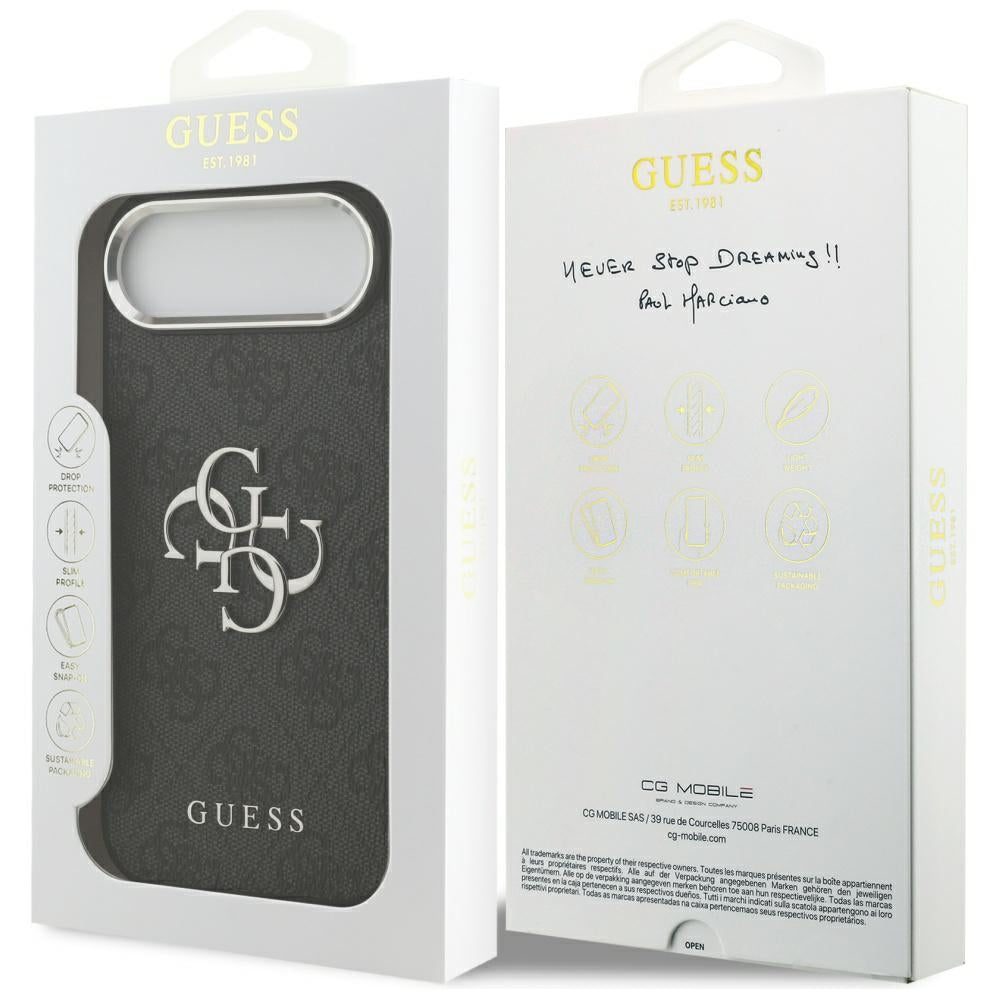 Ovitek za Apple iPhone 17 Air, Guess, Big 4G Logo Classic, Črno Srebrn