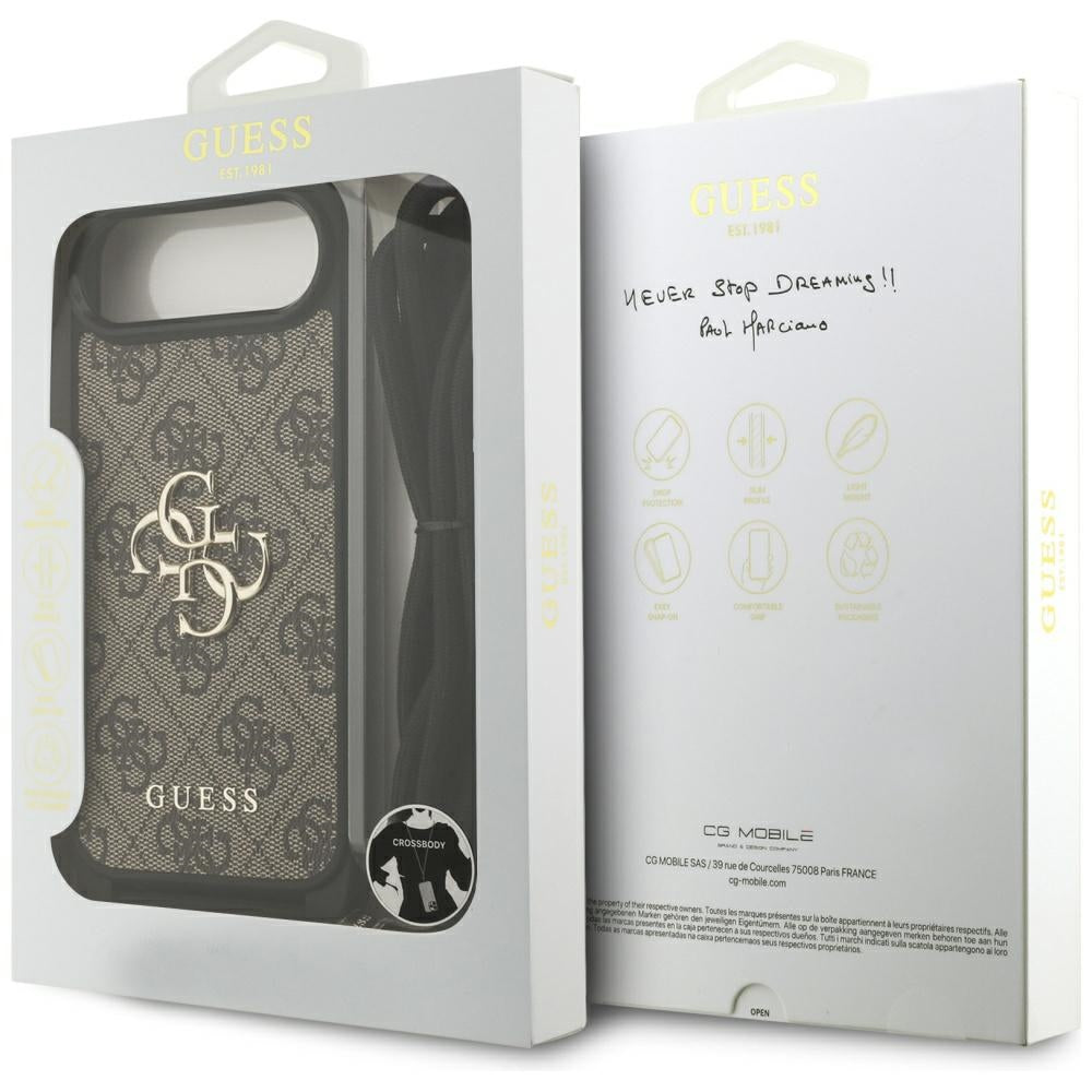 Ovitek za Apple iPhone 17 Air, Guess, Crossbody Cord 4G Big Log, rjava