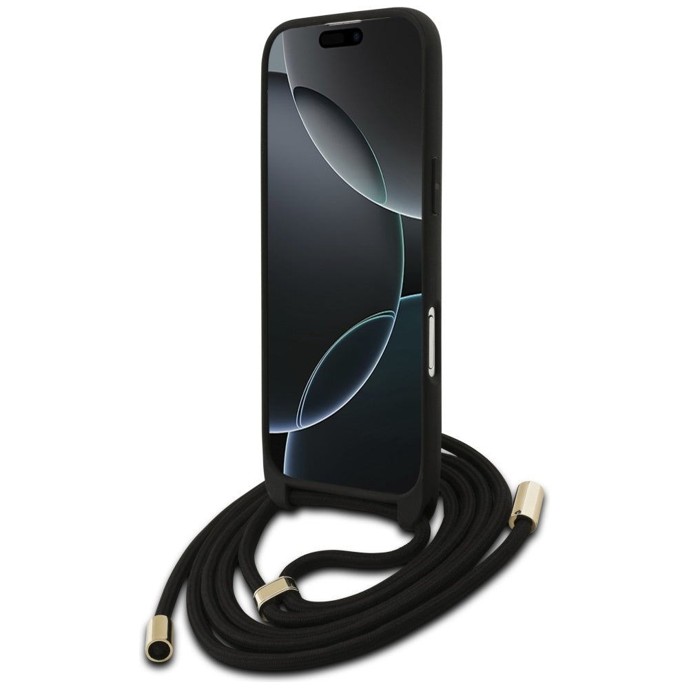 Ovitek za Apple iPhone 17 Air, Guess, Crossbody Cord 4G Big Log, črn