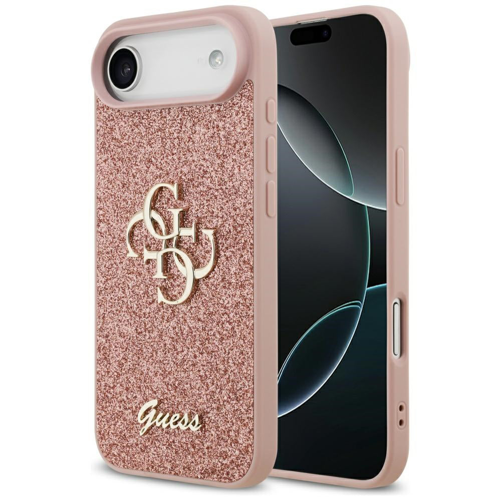 Ovitek za Apple iPhone 17 Air, Guess, Fixed Glitter Big 4G, Roza