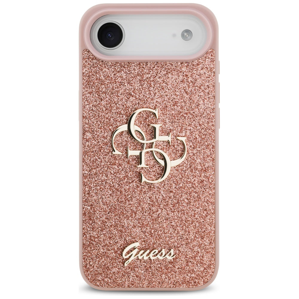 Ovitek za Apple iPhone 17 Air, Guess, Fixed Glitter Big 4G, Roza